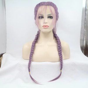 Long hair with purple braids